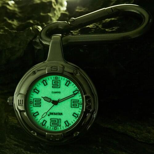 Luminous QUARTZ KEYCHAIN Watch for Men Women Clip On Backpack Bags Glows in Dark Night Light Pocket Watches Man montre de poche