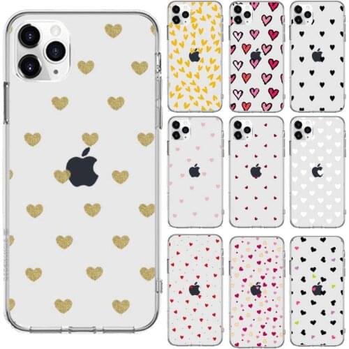 Love heart Phone Case Transparent for iPhone 6 7 8 11 12 s mini pro X XS XR MAX Plus cover funda shell