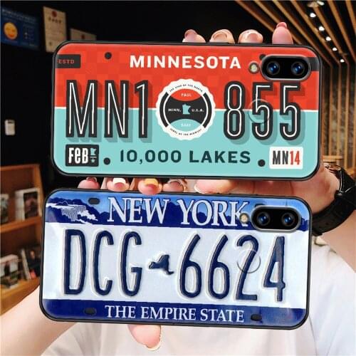 New York License Plate Number Phone case For Xiaomi Redmi Note 7 7A 8 8T 9 9A 9S 10 K30 Pro Ultra Frosted black luxury bumper