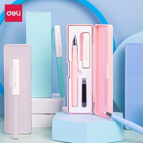 Deli Macarons Color Fountain Pens 0.3mm EF Portable Writing Pens For Student Adult School Office Stationery Supply Gift Box Set