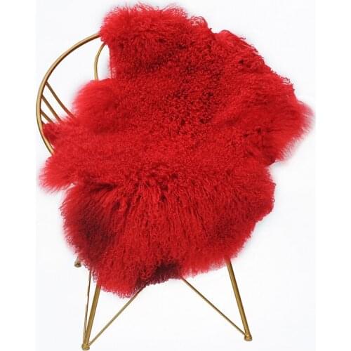CX-D-60J Long Hair Mongolian Lamb Fur Throw Blankets Real Fur Carpet