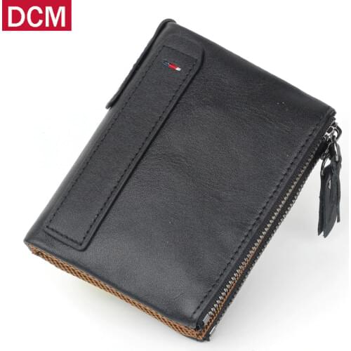 DCM 2017 New Design Multifunctional Walets Genuine Leather Purse Short Style Zipper Cowhide Purse Wholesale And Retail Bag