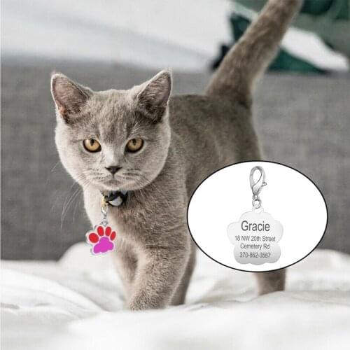 Double Color Custom Puppy Cat Paw Tag Anti-lost Engraved Pet Personalized Cat Puppy ID Tag Paw Name Tag Dog Collar Accessories