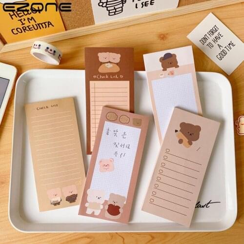 EZONE 50 Sheets Kawai Biscuits Bear Memo Pad Message Notes Notepad Note Check List Memo Students Stationery Office Supplies
