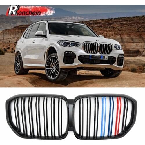 RONCHEIN Carbon Fiber Racing Grills for BMW X5 G05 X6 G06 Bright Black Matt Black 2 Line Double Slat Kidney Grille Car Grills