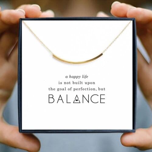 Icareu Glossy Curved Moon Smiley Tube Necklace Pendant Wish Card With Gift Box Gold Alloy Clavicle Short Chain Simple Jewelry