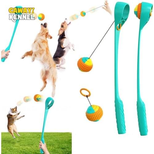Cawayi Kennel Dogs Toy Pet Throwing Stick Dog Training Interactive Chew Toys Ball Bite Throwing Ball Toy Outdoor Pet Products