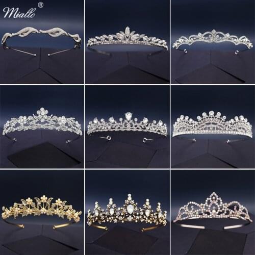 Miallo Bridal Wedding Accessories Rhinestone Crown Crystal Tiaras and Crowns for Women Silver Color Hair Jewelry Bride Headpiece