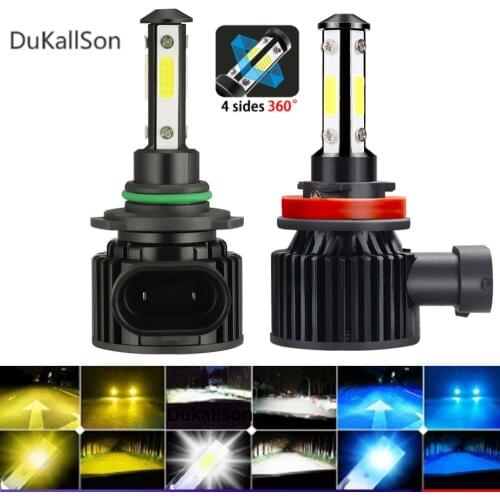 Mini H4 H7 LED Turbo Car Headlight Bulbs Canbus H1 H11 9005 9006 4side Chips 80W 16000LM 6000K 12V Auto Headlamp Light Bulbs