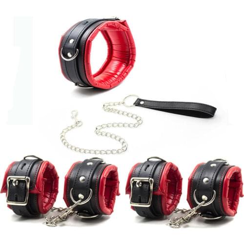 Soft Sponge Sex Handcuffs Ankle Cuffs Bondage With Chain Collar Restraints Sex Toys for Couple Adult Games Bdsm Bondage Set