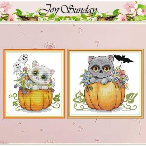 Halloween cat animals patterns counted 11CT 14CT Cross Stitch Sets DIY Chinese Cross-stitch Kit Embroidery Needlework Home Decor