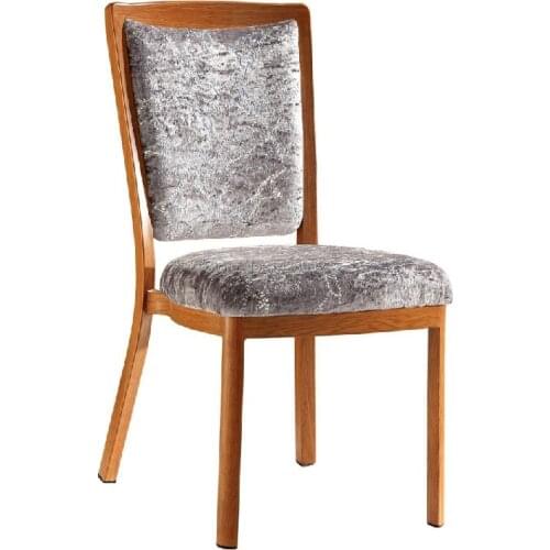 Upholstered woodgrain aluminum hotel restaurant chair LQ-L9102