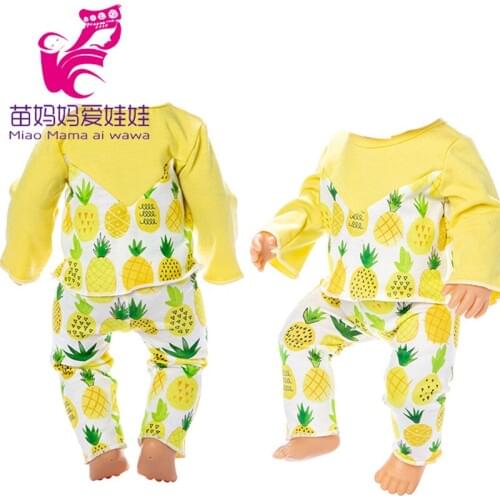 Doll clothes pineapple pattern fit for 17inch baby doll 18" girl doll clothes trousers set children birthday gifts toys wear