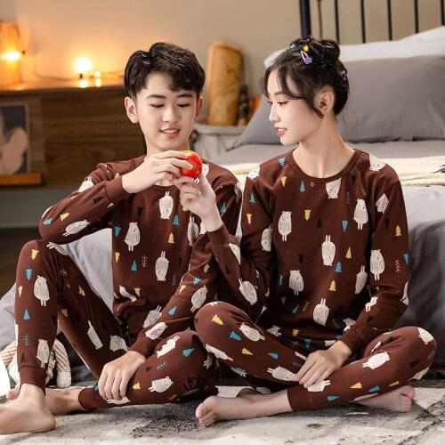 Winter Teens Kids Pajamas Sets Warm Sleepwear Cartoon Teenage Girls Boys Nightwear Cotton Pajamas For Christmas 14 15 16 17 18T