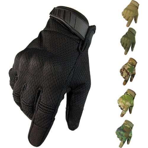 Mens Breathable Outdoor Sport Full Finger Gloves Touch Screen Tactical Gloves Cycling Climbing Camouflage Anti-skid Gloves