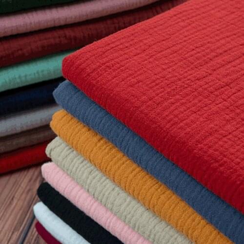 Pleated fabric Double-layer cotton crepe cloth Solid color Cotton gauze DIY Spring summer dress handmade Sewing Quilting