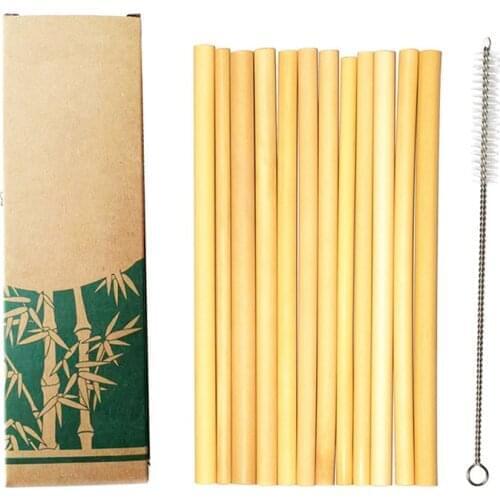 Natural Bamboo Drinking Straws Eco-Friendly Sustainable Reusable Straws with Straw Cleaner for Bar Tool Kitchen Accessories