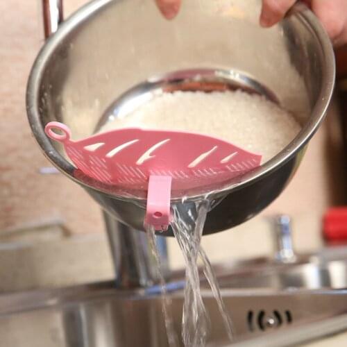 1PC Leaf Shape Durable Clean Rice Wash Sieve Beans Peas Filter Drain Board Kitchen Cleaning Gadget Kitchen Clips Tools