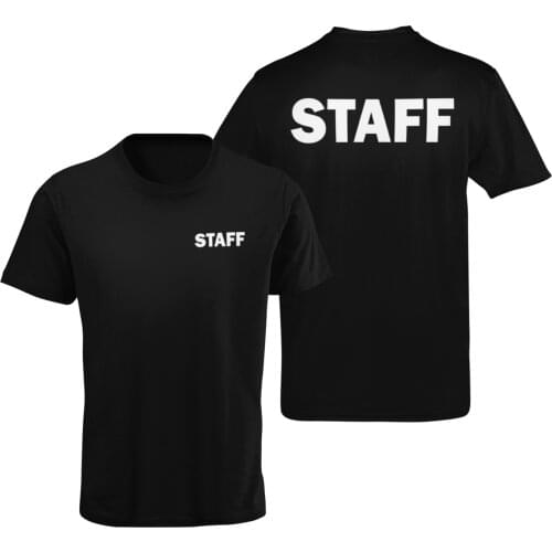 Simple Letter Printed "Staff" Uniform T-Shirt. Summer Cotton O-Neck Short Sleeve Mens T Shirt New S-3XL