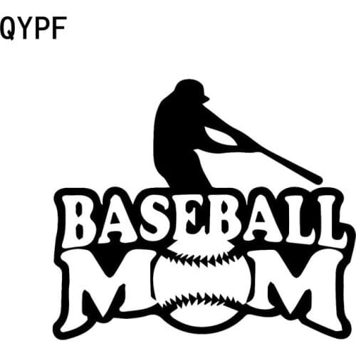 QYPF 15.2cm*13cm Personality Movement Mom Vinyl Fashion Baseball Car Stickers Black Silver S2-0620