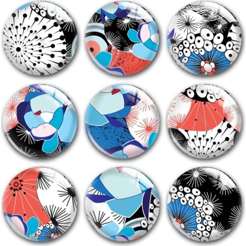 Handmade Abstract art dandelion pattern Round photo glass cabochons demo flat back DIY collier jewlery Making findings accessory