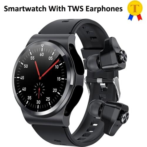 New Smart Watch With TWS Earphones Music Play Control Smartwatch Sports Fitness Tracker 1.28 Inches Round Colorful Screen Watch