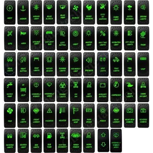 Car Boat Waterproof Circuit Breaker Rocker Toggle Switch Green Led Light Illuminated SPST, DPDT, 12V 20A, 24V 10A