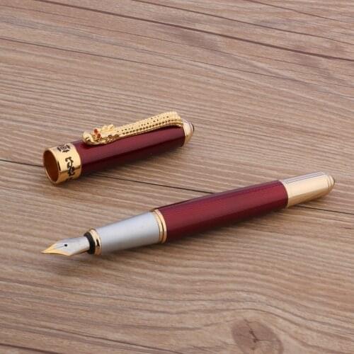 High Quality JINHAO 1000 fountain Pen Dragon golden red Business Office School Supplies Writing