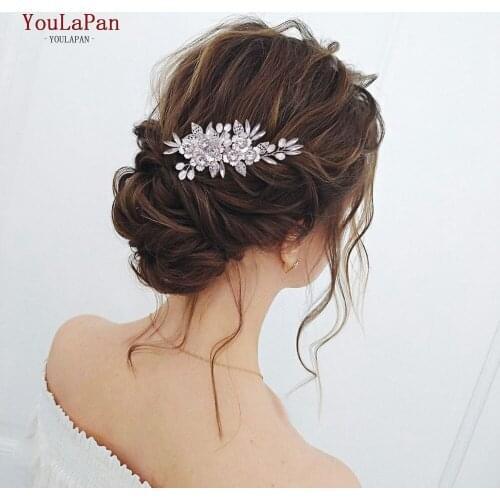 YouLaPan HP303 Alloy Flower Bridal Hair Comb Metal Bridal Hair Clips for Women Hair Accessories Rhinestone Wedding Hair Pieces