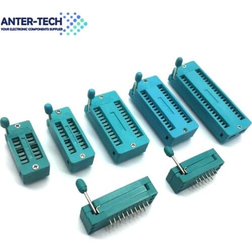 1pcs/lot 14 16 18 20 24 28 32 40 P Pin 2.54 MM Green DIP Universal ZIF IC Socket Test Solder Type IC lock seat zif socket
