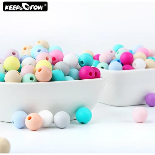 Keep&Grow 1000pcs Silicone Beads 9mm Food Grade Baby Teething Beads DIY Nursing Bracelet Pearl Silicone Tiny Rod Baby Teether