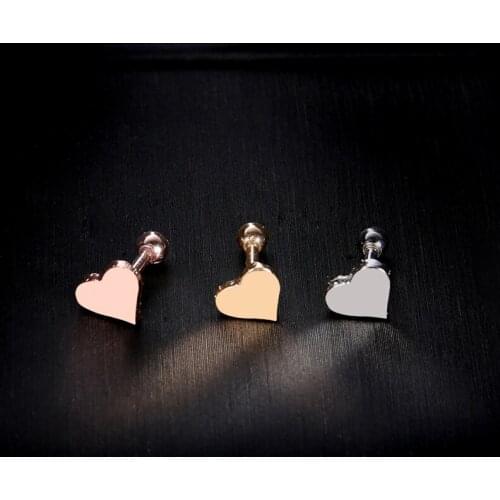 2Pcs Piercing Jewelry Tragus Stud Earrings Cartilage Helix Love Heart Shape Ear Studs Women Party Gift Cute Student Ear Ring