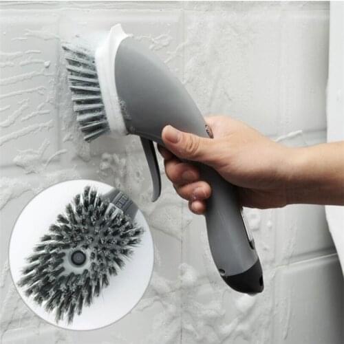 2 In 1 Bathroom Cleaning Brush Soap Dispenser Floor Tile Cleaner Brush Kitchen Sink Scrubber Home Cleaning Supplies