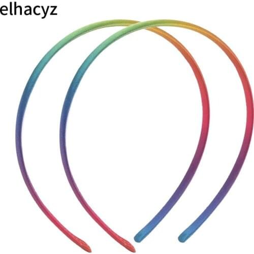 20pcs/lot Various Colors High Quality Solid Ribbon Covered Plastic Hairband Girls Kids Women Headband DIY Hair Accessories