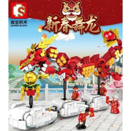 201015 Sembo Blocks Kids Teens Building Blocks Boys Toys Puzzle Chinese Dragon Dance New Year Gift no box