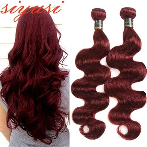 Wholesale 99j Red Brazilian Hair Weave Bundles Colored Burgundy Bundle Deals Smooth Human Hair 3/4 Pcs Body Wave Hair Extension