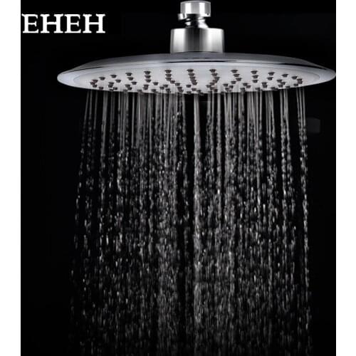 EHEH 8 inches Round Rainfall Shower Head Silica Gel Hole Bathroom Light ABS Top Shower Head Water Saving Top Spray Nozzle