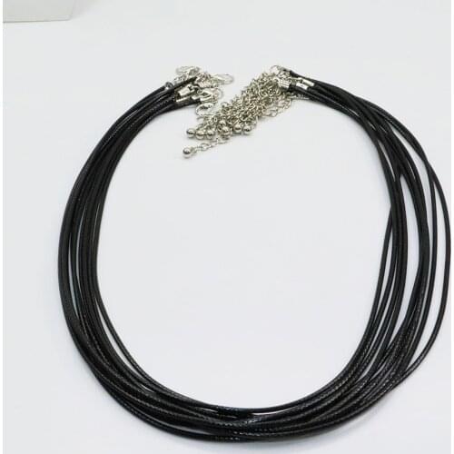 Eruifa 10pcs 45+5mm 1.5mm Thick Black WaxCord Chain Jewelry Link DIY Finding Necklace,2 Colors nickle free and lead free