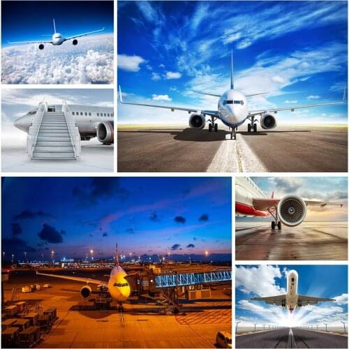 Airport Airplane Photo Background Computer Printed Photocall Backdrops for Children Baby Portrait Photoshoot Photography Props