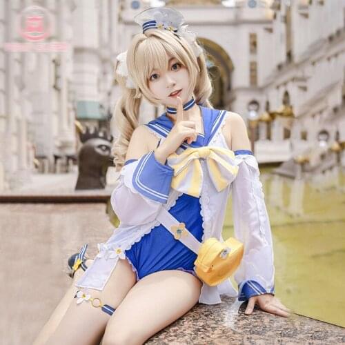 Genshin Impact cos Barbara Summer swimsuit Cosplay Shine Concerto Game Female Cute suspender swimwear full set