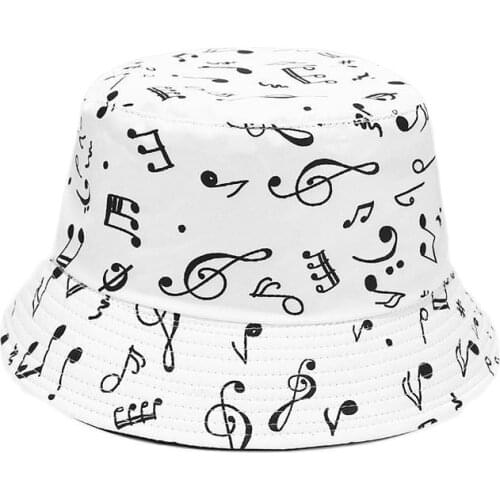 LDSLYJR Music print cotton Bucket Hat Fisherman Hat outdoor travel hat Sun Cap Hats for Men and Women 154