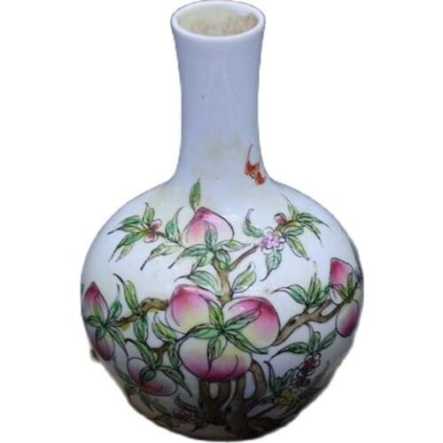 Chinese old Pastel porcelain Shoutao Ornamental Bottle vases