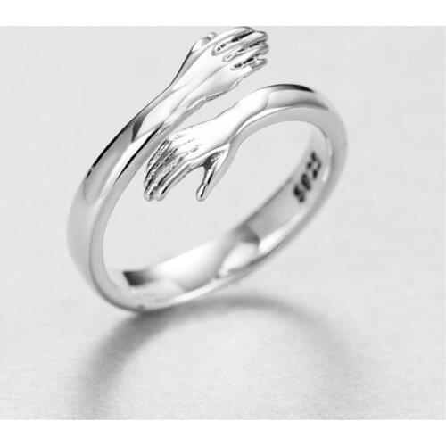 New Romantic Hand with Love Hug Rings Creative Adjustable Love Forever Open Finger Hand Ring For Women Men Fashion Jewelry Gift