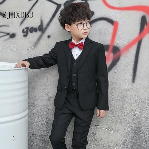 2020 Suit + Trousers + Bow Tie + Shirt 4 Piece Kid Blazer Baby Boys Suit Jackets Coat Pants Formal for Wedding Chlidren Clothing