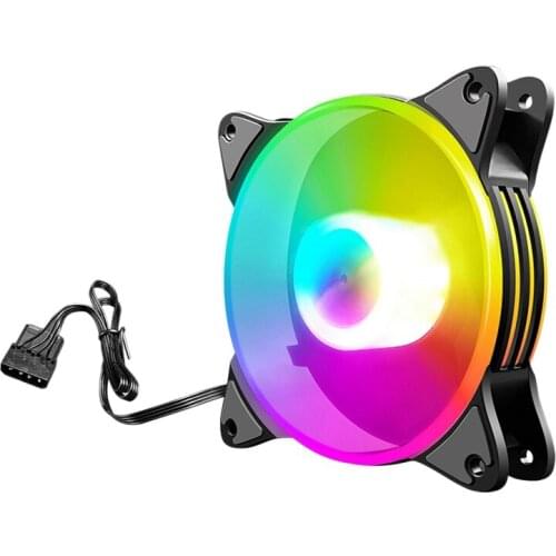 COOLMOON Case Fan 12cm Automatic Symphony Multi-Layer Luminous Mute Desktop Computer Cooling Fan CPU Fan PC Fan