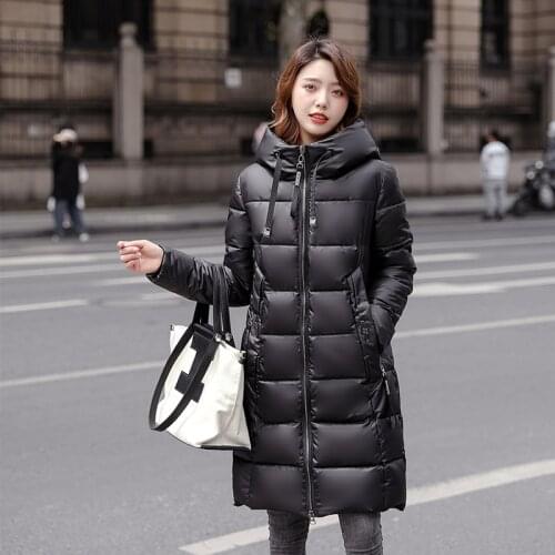 Cotton-padded jacket womens mid-length section 2021 new slim Korean winter jacket was thin over the knee plus size down padded