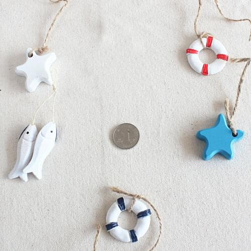 Cute Fishnet Marine Fishnet Wall Decoration Starfish Small Fish Anchor Lifebuoy Small Pendant Wooden Decorative Wholesale