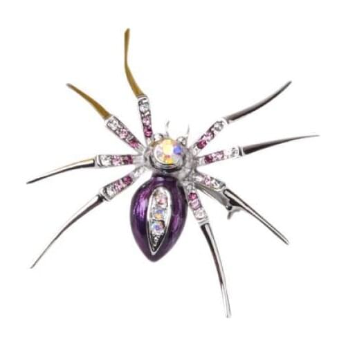 Fashionable Stylish Spider Design Animal Clip Rhinestone Charms Brooch Badge Pin Pack of 2PCS