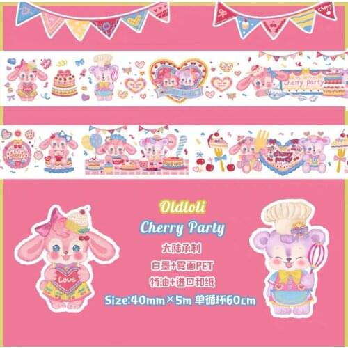 Cartoon Cute Bear Rabbit Stickers Cartoon Bear Style Creative Cute Decor Hand Account DIY Material Washi Tapes