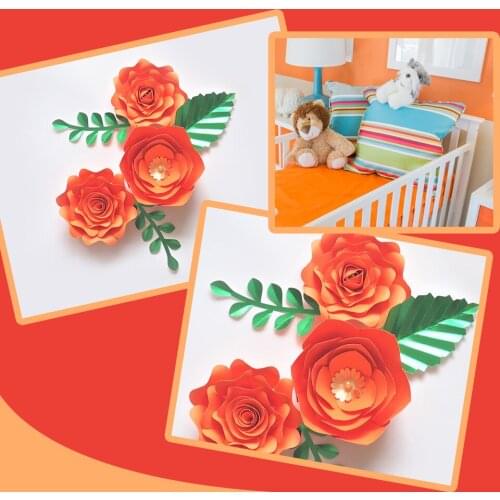 Handmade Cardstock Rose DIY Paper Flowers Leaves Set For Wedding & Event Backdrops Decorations Nursery Wall Deco Video Tutorials